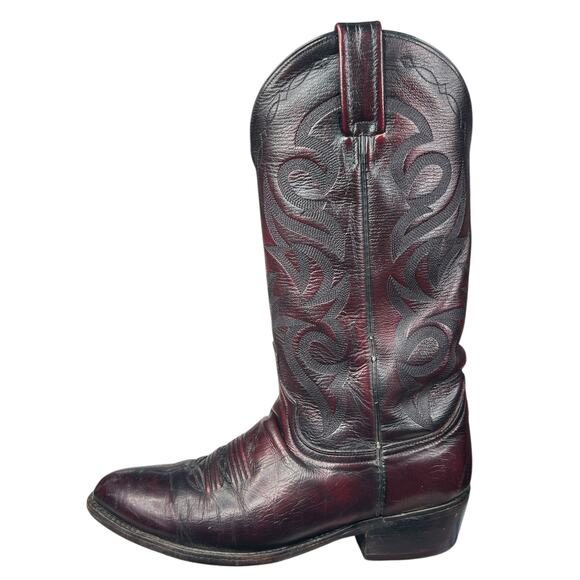 Vintage Dan Post Men’s Black Cherry Cowboy Boot Size US 8 D - Picture 3 of 10